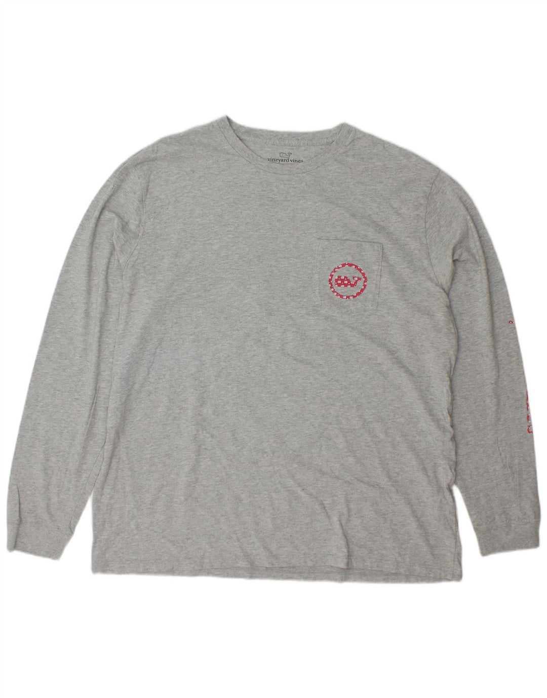 VINEYARD VINES Mens Graphic Top Long Sleeve XL Grey Cotton