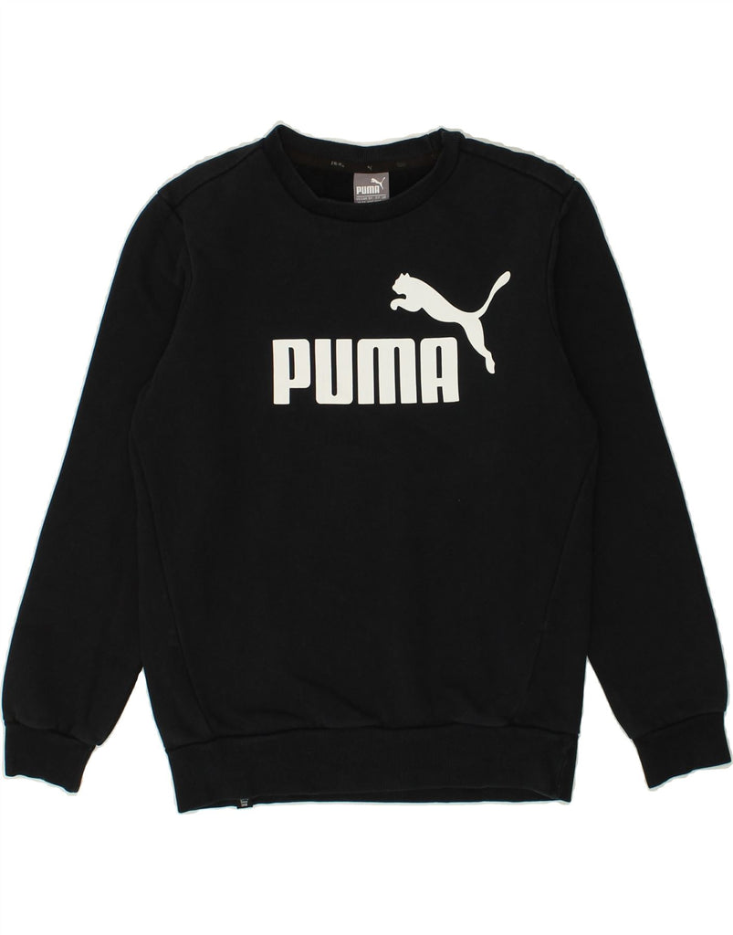 PUMA Mens Graphic Sweatshirt Jumper XS Black Cotton | Vintage Puma | Thrift | Second-Hand Puma | Used Clothing | Messina Hembry 