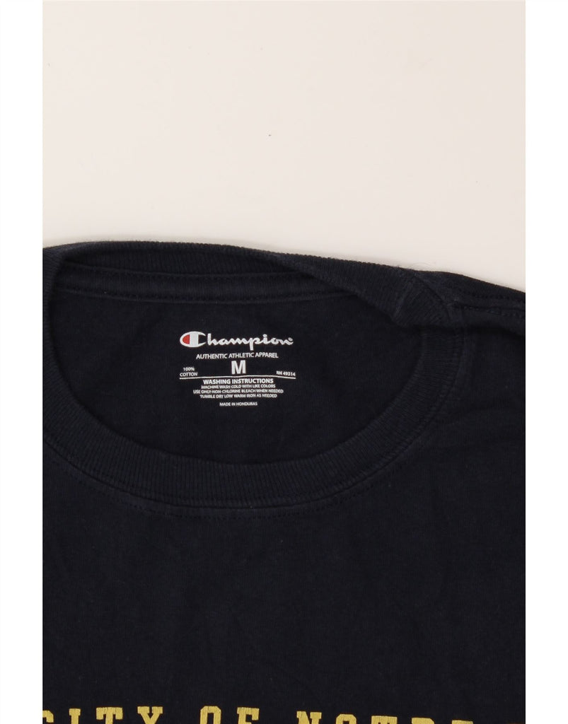 CHAMPION Mens Graphic T-Shirt Top Medium Navy Blue Cotton Vintage Champion and Second-Hand Champion from Messina Hembry 