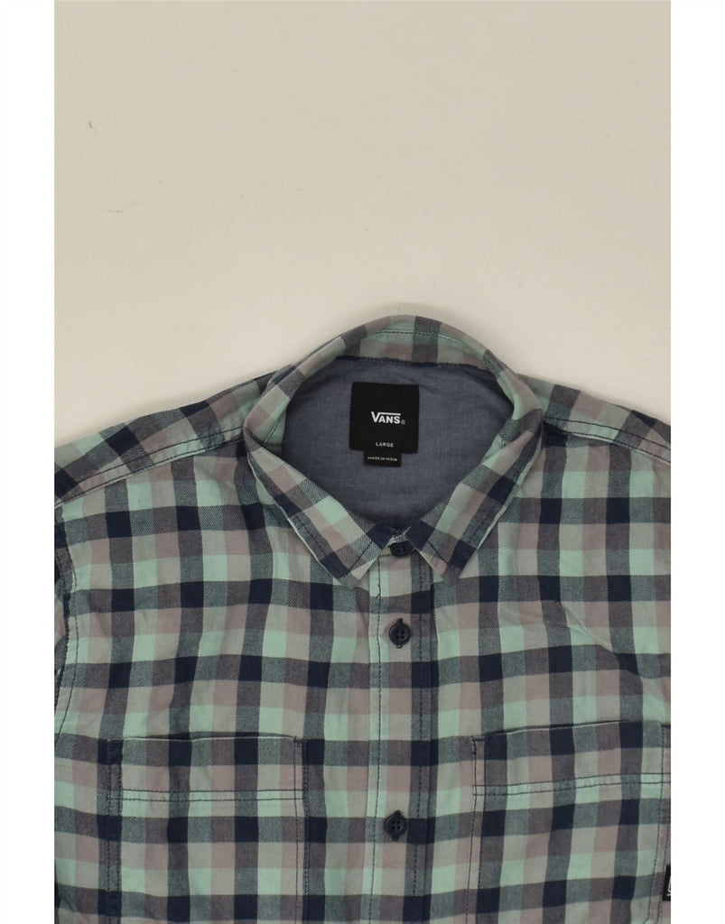 VANS Boys Shirt 15-16 Years Large Blue Check Cotton | Vintage Vans | Thrift | Second-Hand Vans | Used Clothing | Messina Hembry 