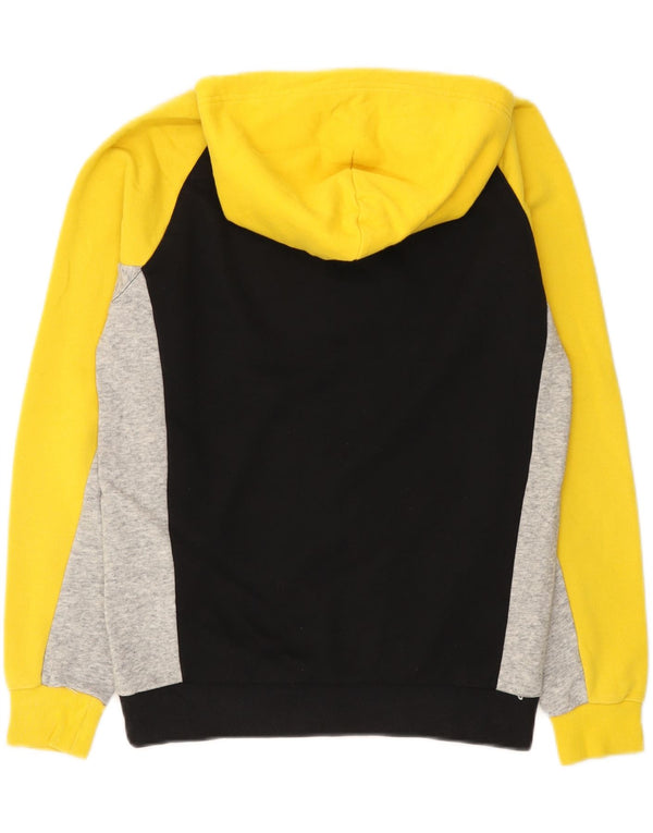 Champion Mens Graphic Hoodie Jumper Small Yellow Colourblock Cotton