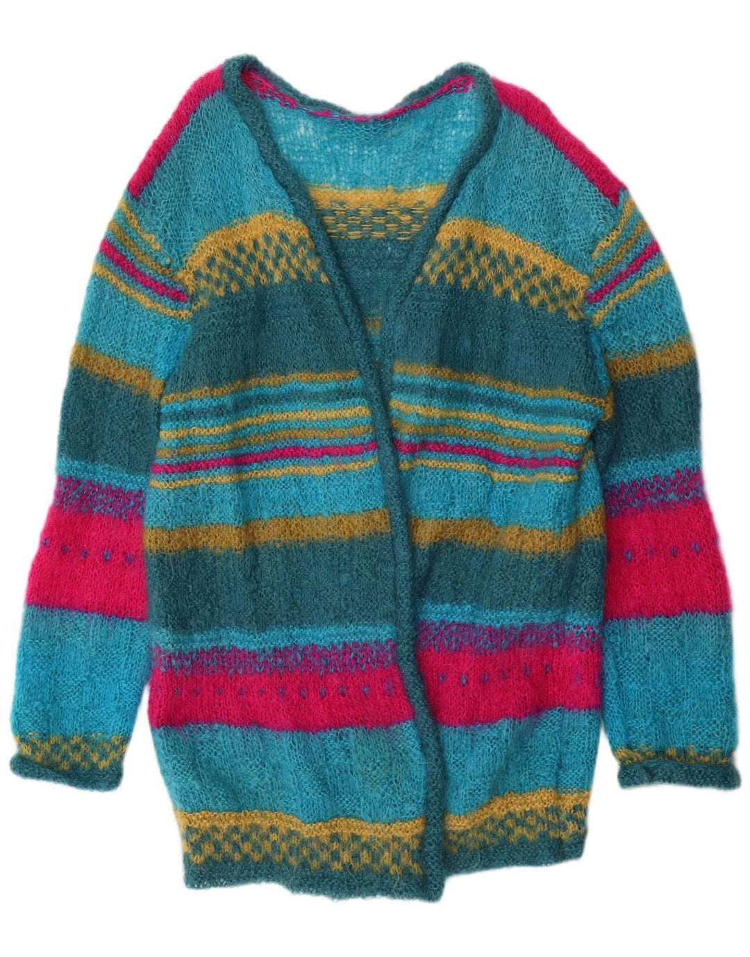 Vintage Womens Longline Cardigan Sweater UK 14 Medium Multicoloured