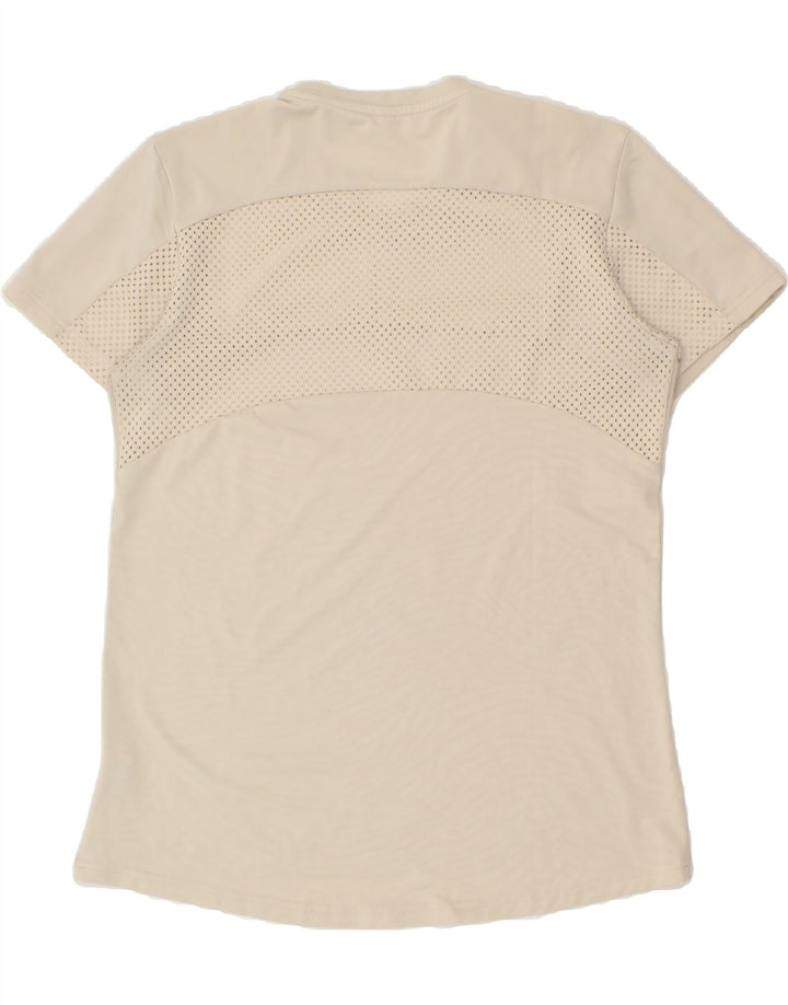 ADIDAS Womens T-Shirt Top UK 14 Medium Beige | Vintage Adidas | Thrift | Second-Hand Adidas | Used Clothing | Messina Hembry 