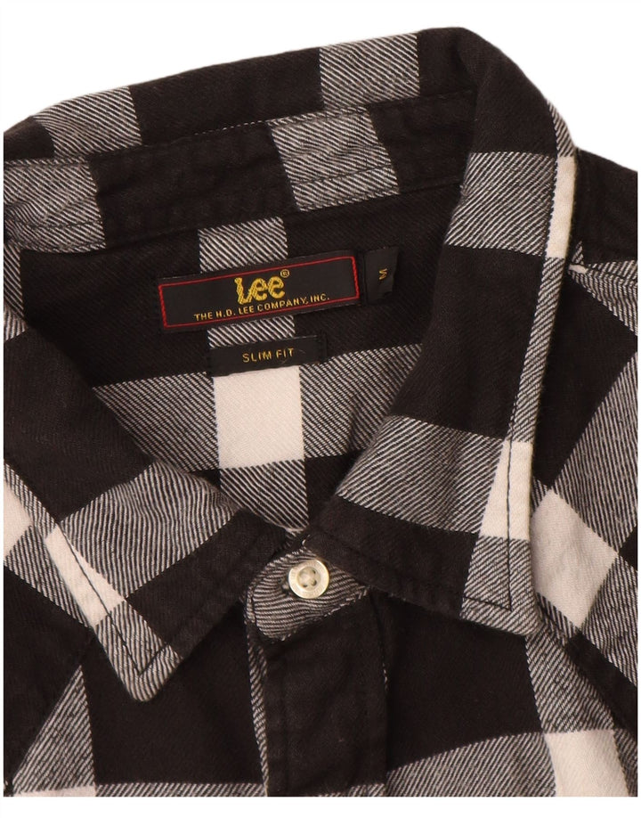 LEE Mens Slim Fit Flannel Shirt Medium Black Check Cotton