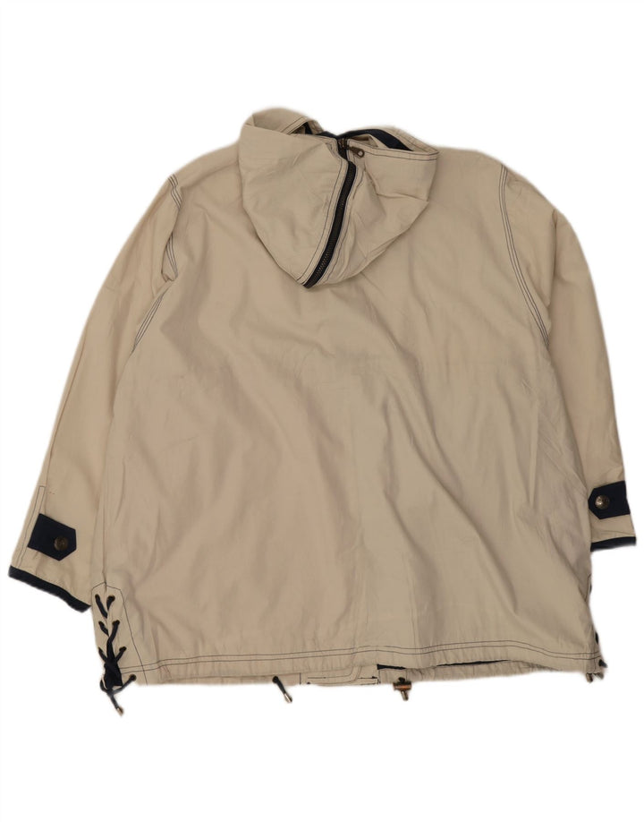 Vintage Womens Hooded Oversized Rain Jacket UK 8 Small  Off White Polyester