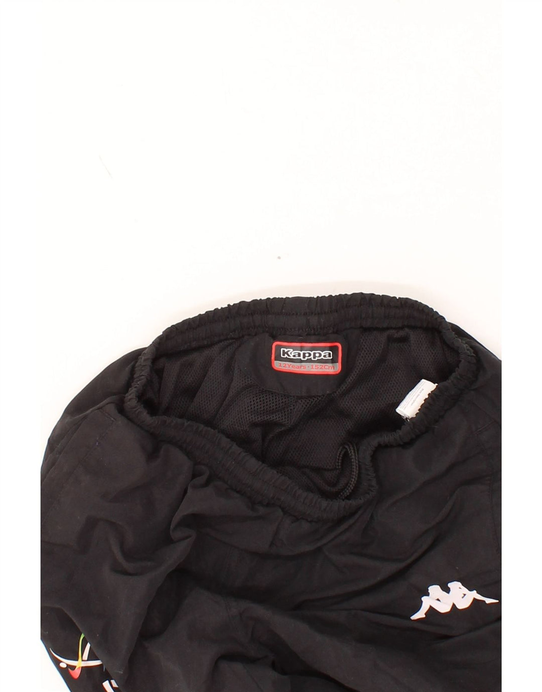 KAPPA Boys Graphic Tracksuit Trousers Joggers 11-12 Years Black Polyester Vintage Kappa and Second-Hand Kappa from Messina Hembry 