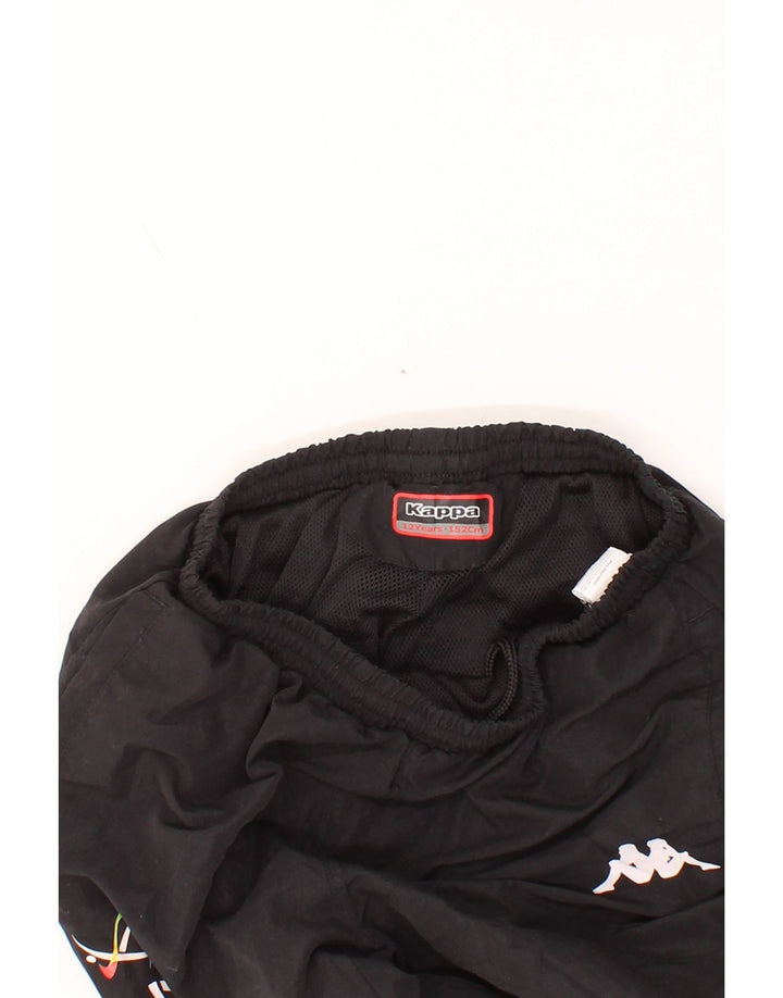 KAPPA Boys Graphic Tracksuit Trousers Joggers 11-12 Years Black Polyester Vintage Kappa and Second-Hand Kappa from Messina Hembry 