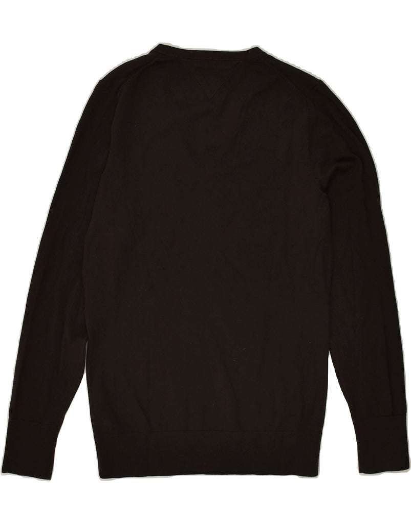 TOMMY HILFIGER Womens V-Neck Jumper Sweater UK 14 Large Brown Cotton | Vintage Tommy Hilfiger | Thrift | Second-Hand Tommy Hilfiger | Used Clothing | Messina Hembry 