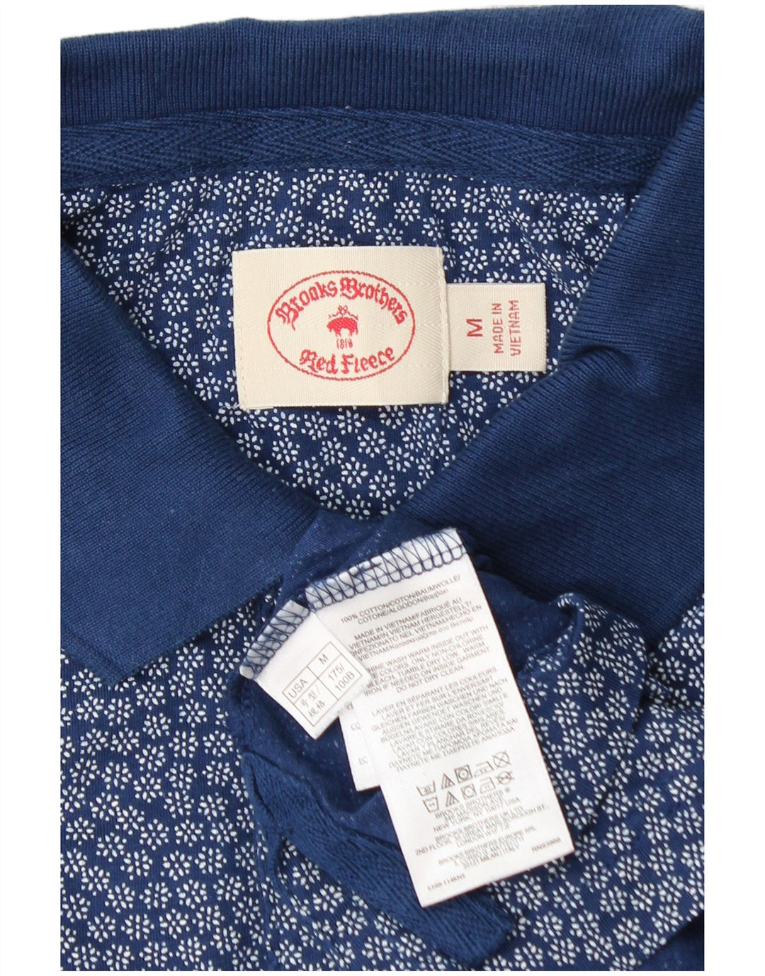 Brooks Brothers Mens Polo Shirt Medium Blue Floral Cotton