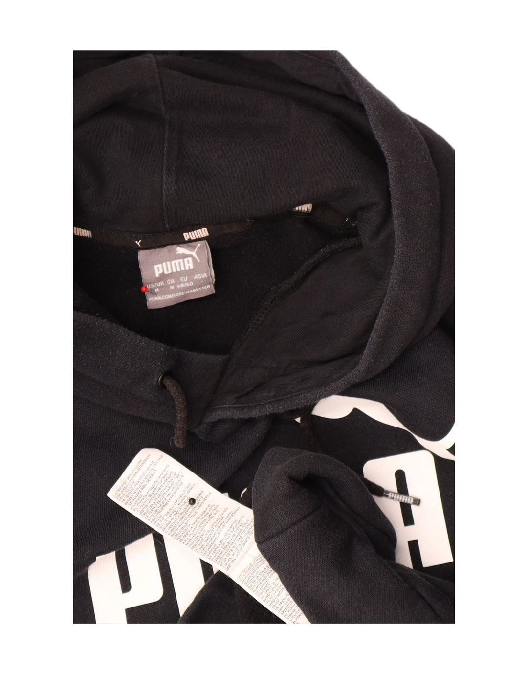 Puma Mens Graphic Hoodie Jumper Medium Black Cotton