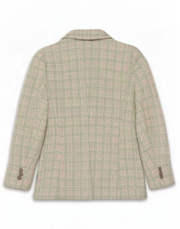 Zara Womens Double Breasted Blazer Jacket UK 12 Medium Green Check