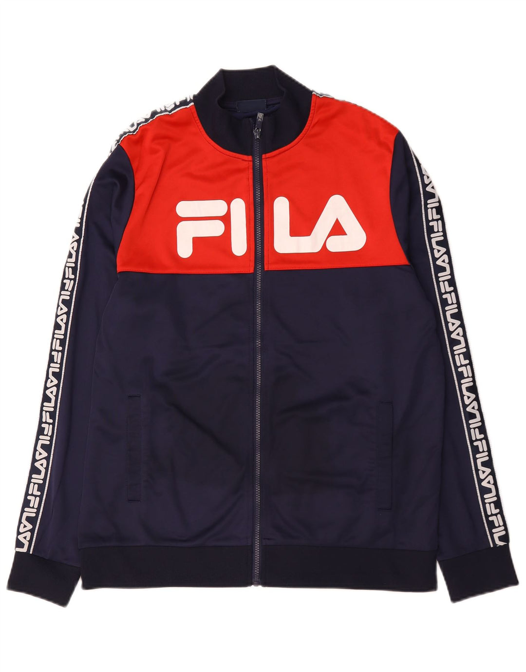 Fila Mens Graphic Tracksuit Top Jacket Large Navy Blue Colourblock
