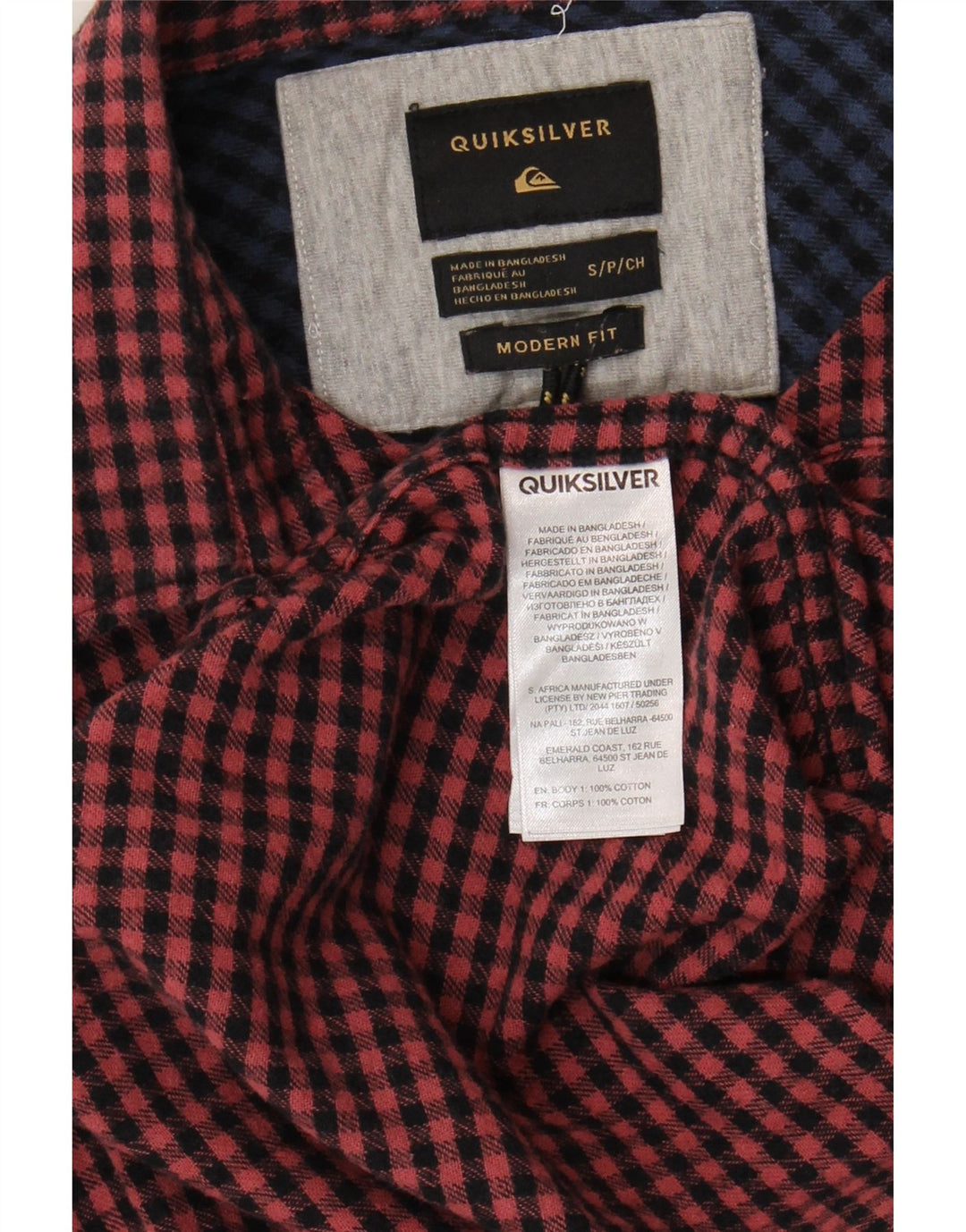 QUIKSILVER Mens Modern Fit Flannel Shirt Small Red Gingham Cotton Vintage Quiksilver and Second-Hand Quiksilver from Messina Hembry 