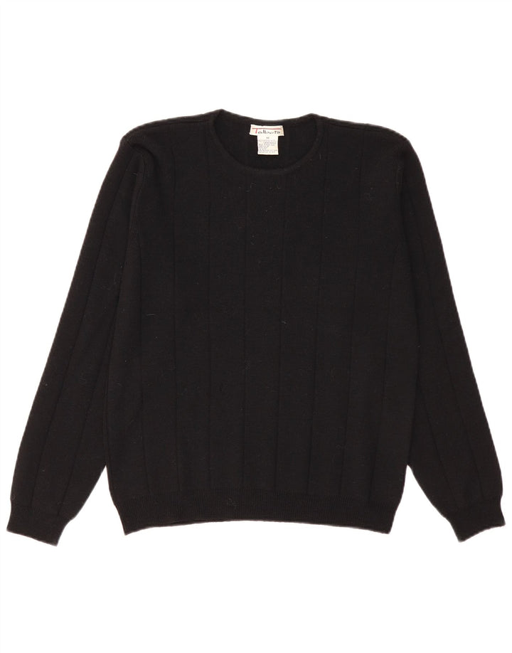Talbots Womens Crew Neck Jumper Sweater UK 14 Medium Black Merino Wool