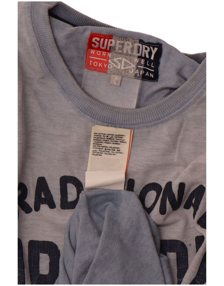 Superdry Mens Graphic T-Shirt Top XL Blue Tie Dye Cotton