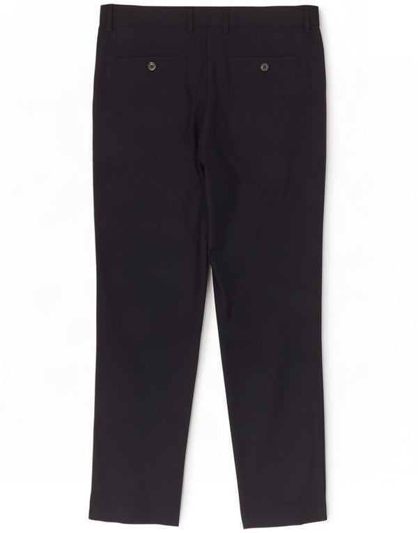 Emporio Armani Mens Straight Suit Trousers EU 48 Medium W34 L30 Black Wool