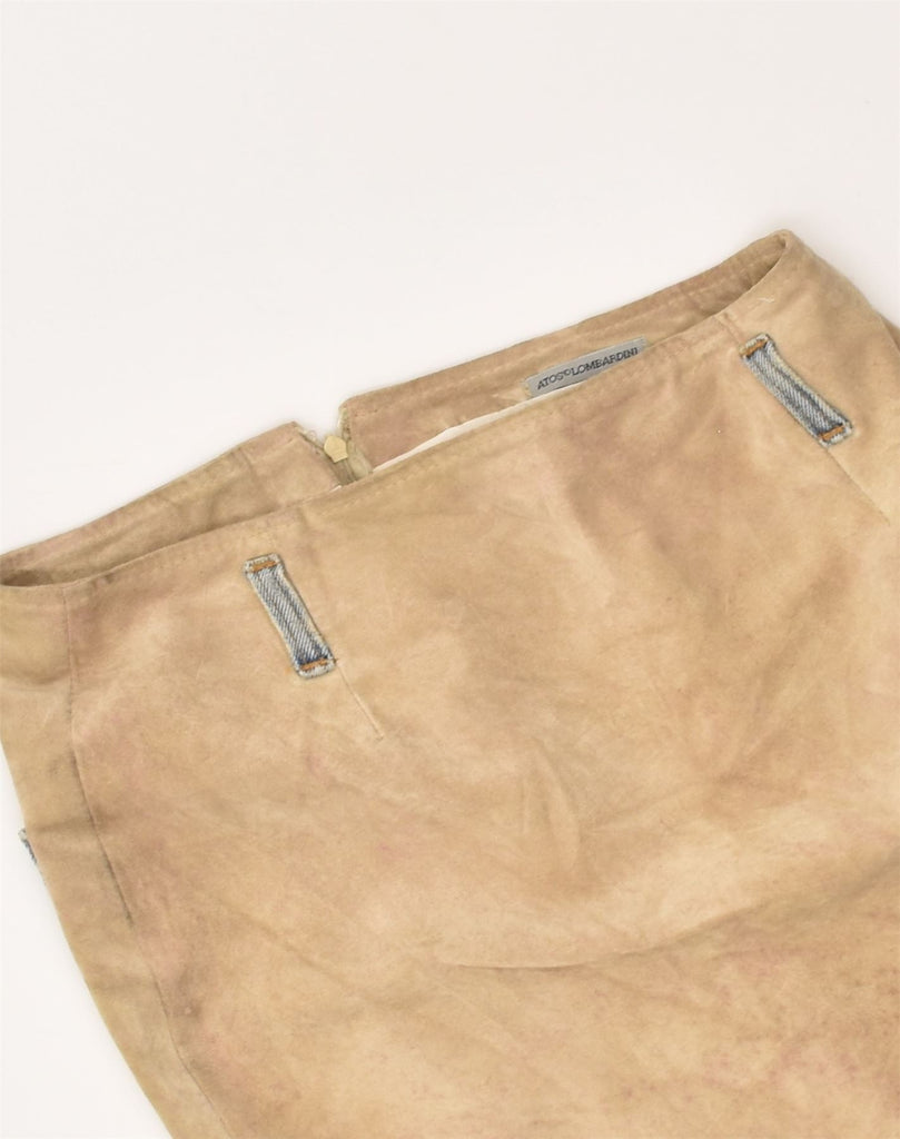 ATOS LOMBARDINI Womens Straight Skirt W28 Medium Beige Colourblock Suede | Vintage Atos Lombardini | Thrift | Second-Hand Atos Lombardini | Used Clothing | Messina Hembry 