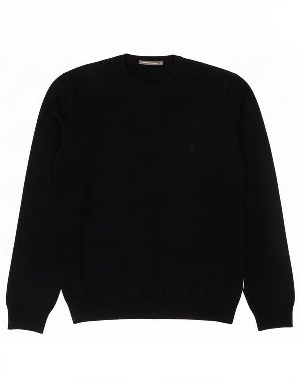 French Connection Mens Crew Neck Jumper Sweater Medium Navy Blue Acrylic