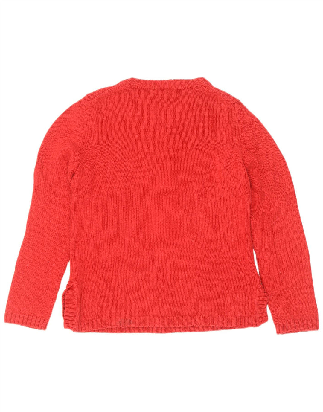Eddie Bauer Womens V-Neck Jumper Sweater UK 12 Medium Red Cotton