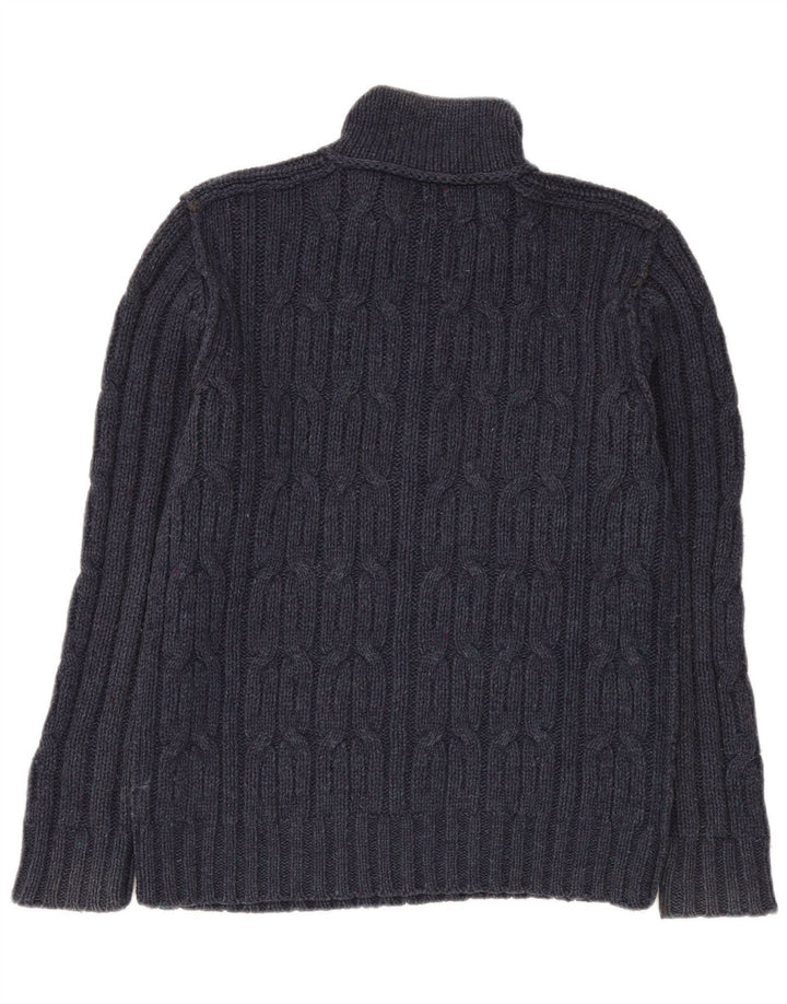 Fat Face Mens Zip Neck Jumper Sweater Medium Navy Blue Lambswool