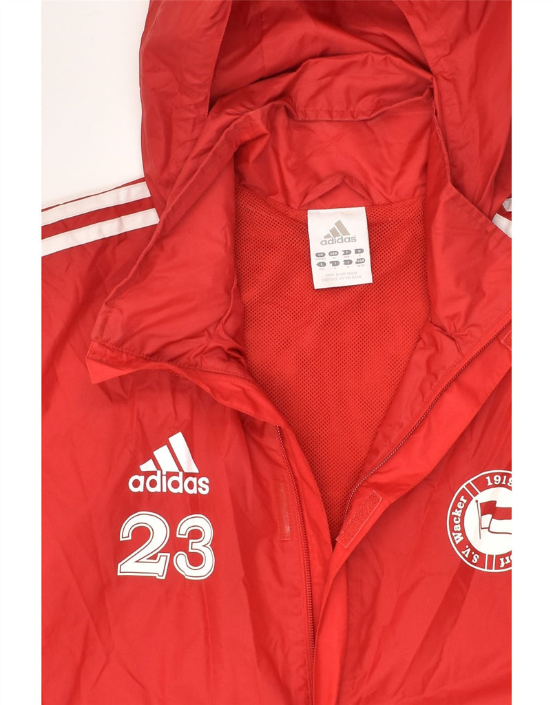 ADIDAS Mens Graphic Hooded Rain Jacket UK 40/42 Medium Red Polyester | Vintage Adidas | Thrift | Second-Hand Adidas | Used Clothing | Messina Hembry 