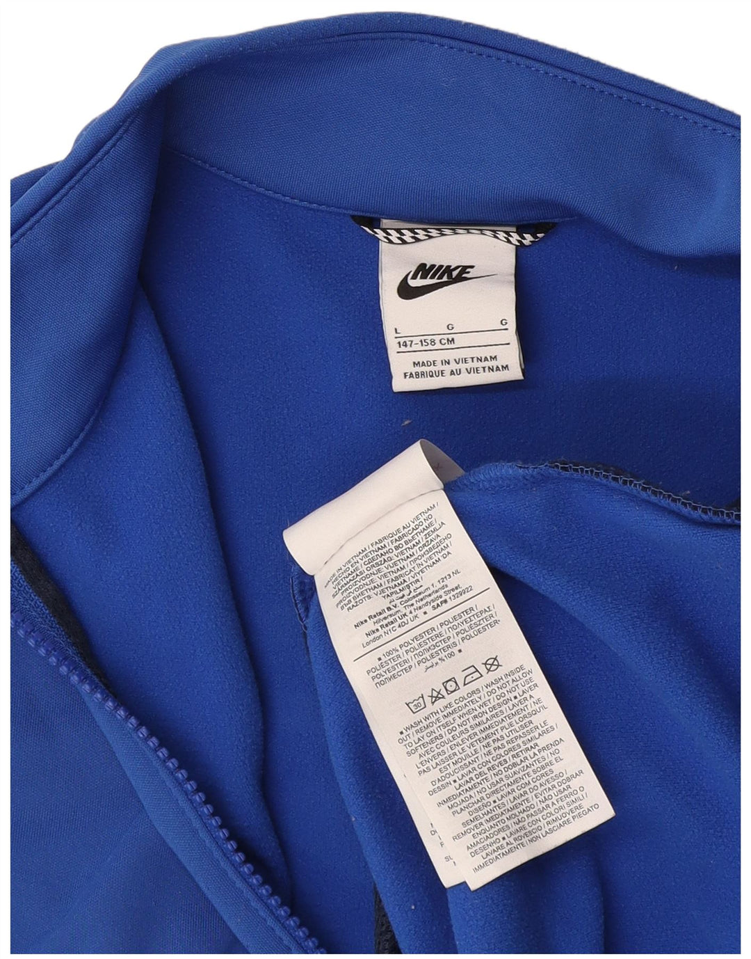 Nike Boys Tracksuit Top Jacket 12-13 Years Large Navy Blue Colourblock