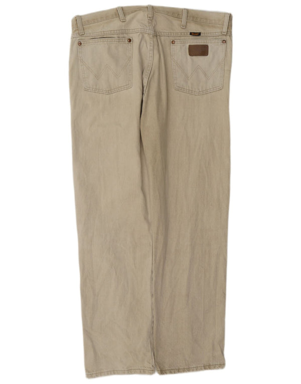 Wrangler Mens Straight Jeans W38 L32 Beige Cotton