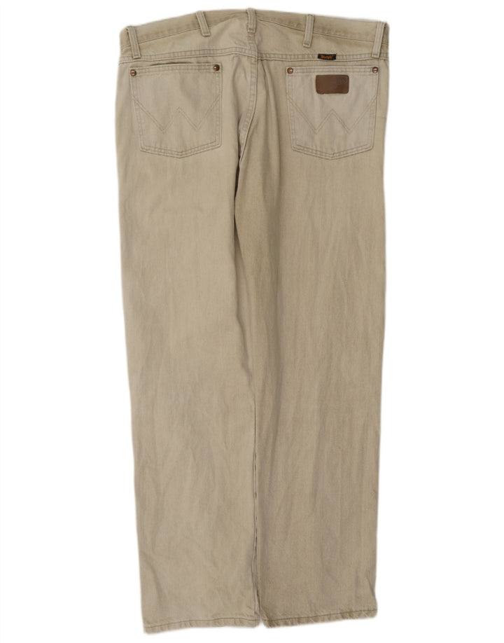 Wrangler Mens Straight Jeans W38 L32 Beige Cotton