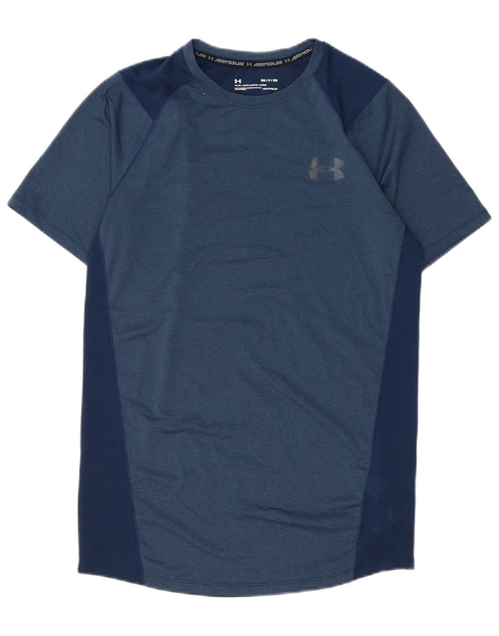 Under Armour Mens Heat Gear T-Shirt Top Small Navy Blue Polyester