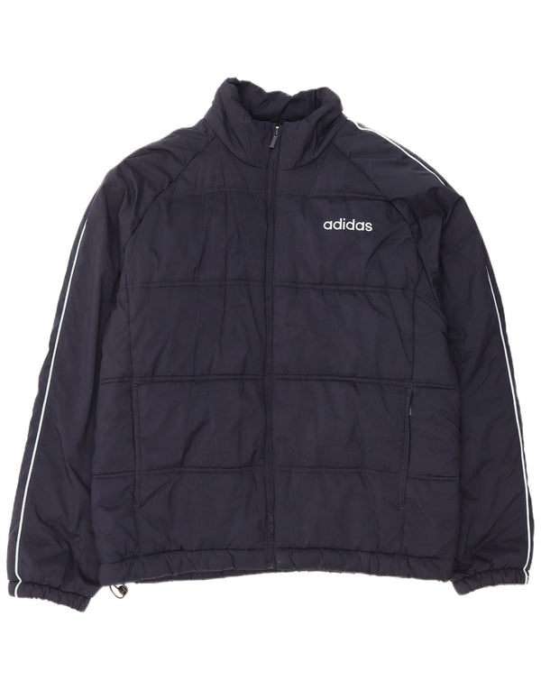 Adidas Mens Padded Jacket UK 42 XL Navy Blue Polyester