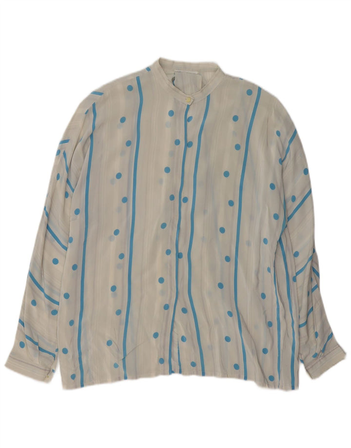 Vintage Womens Shirt Blouse UK 16 Large White Polka Dot