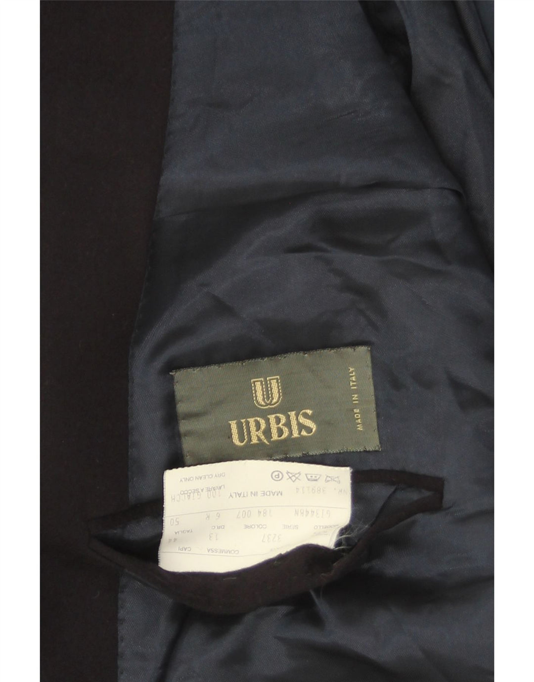 Urbis Mens Double Breasted Blazer Jacket IT 50 Large Navy Blue Wool