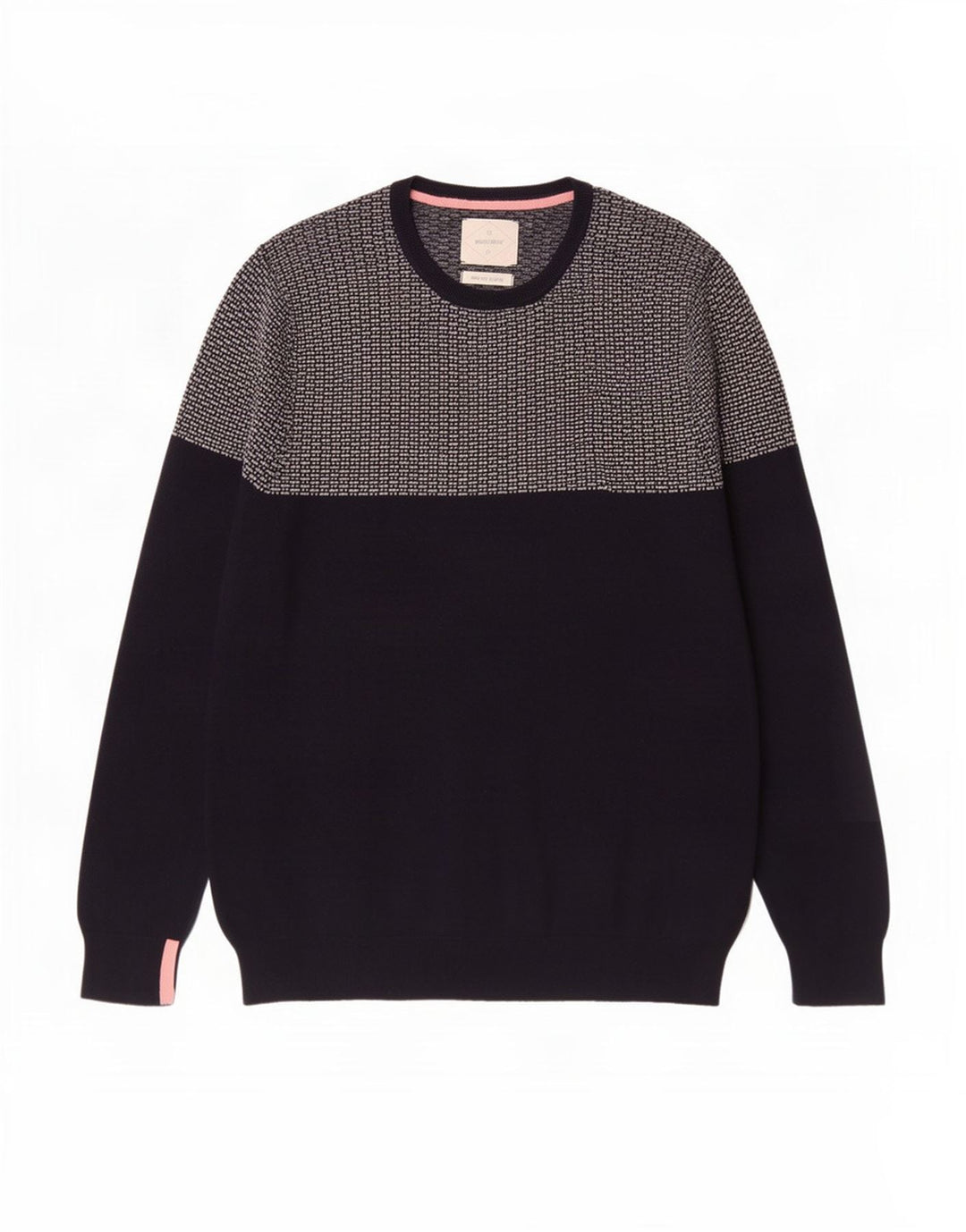 White Stuff Mens Crew Neck Jumper Sweater Large Navy Blue Colourblock