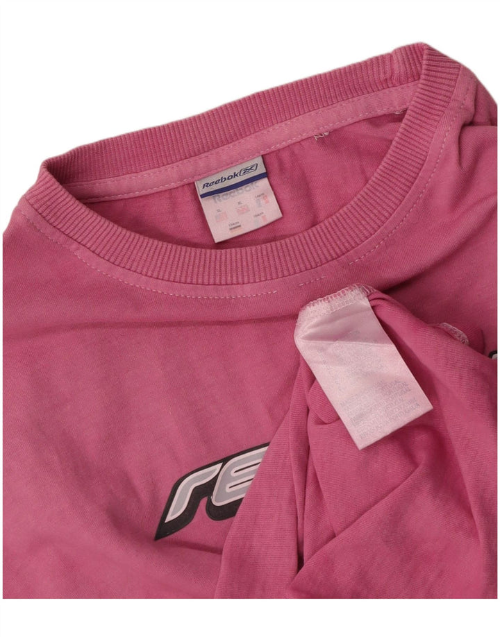 REEBOK Womens Graphic T-Shirt Top UK 18 XL Pink Cotton