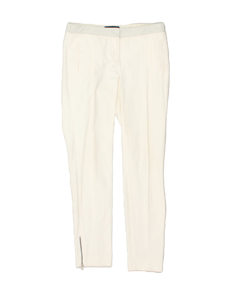 TRUSSARDI Womens Slim Casual Trousers IT 40 Small W26 L29  White Cotton | Vintage Trussardi | Thrift | Second-Hand Trussardi | Used Clothing | Messina Hembry 