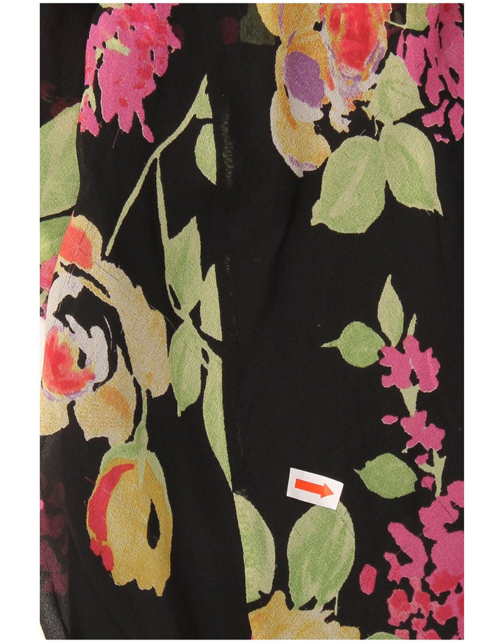 SUPERIOR Womens Slip Dress IT 44 Medium Black Floral Silk