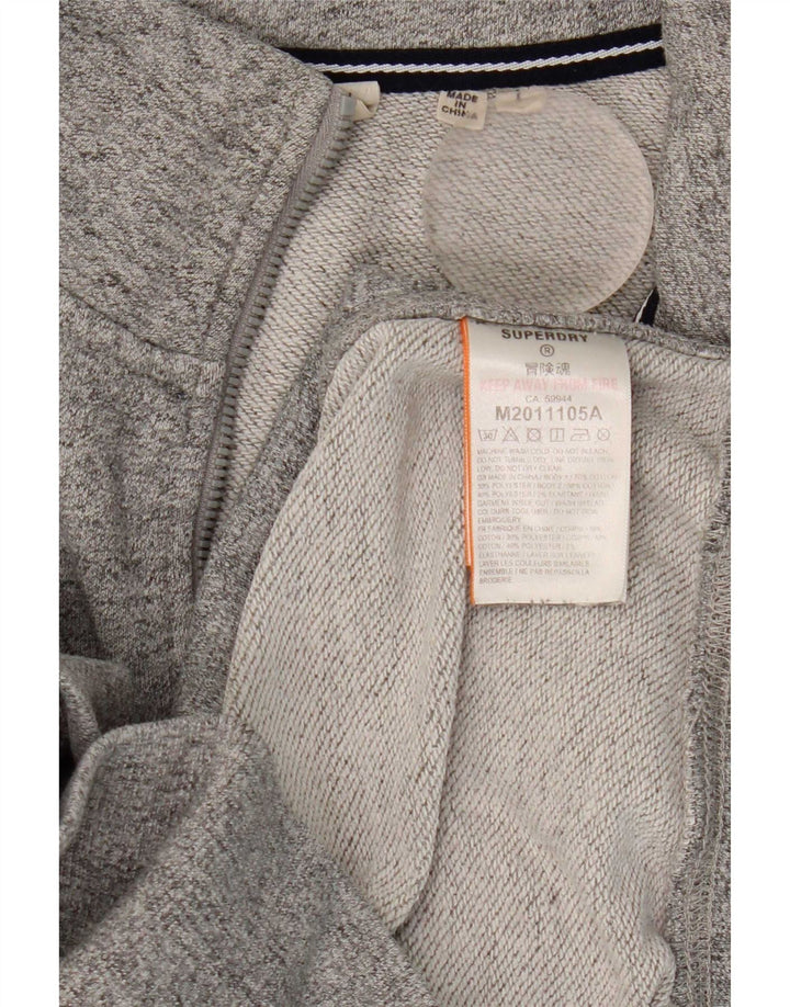 Superdry Mens Zip Neck Sweatshirt Jumper Large Grey Cotton