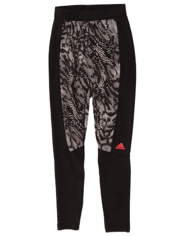 Adidas Womens Climalite Leggings UK 4/6 XS Black Animal Print Polyester