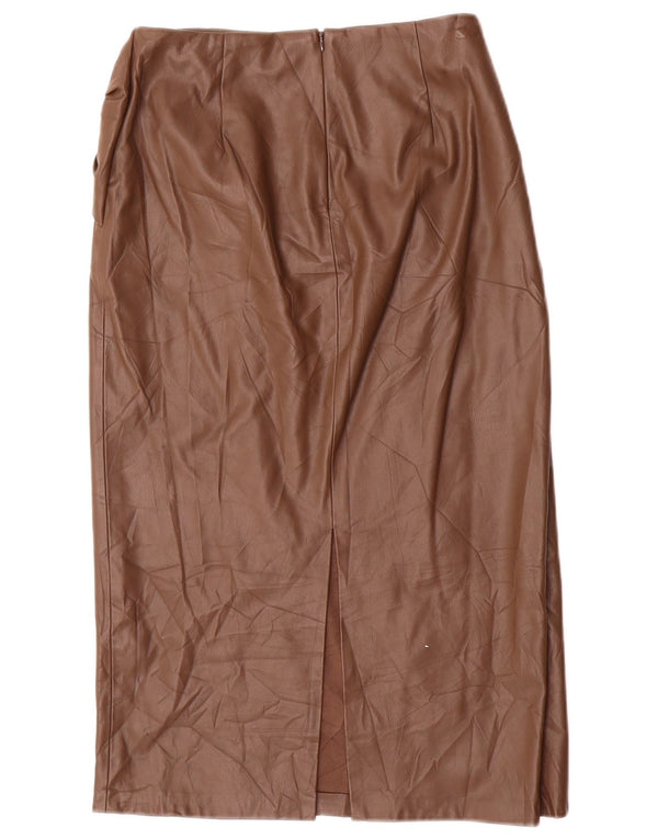 Zara Womens Faux Leather Skirt Medium W28 Brown Polyurethane