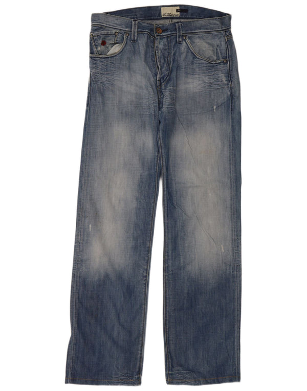 Energie Mens Distressed Straight Jeans W34 L36 Blue Cotton