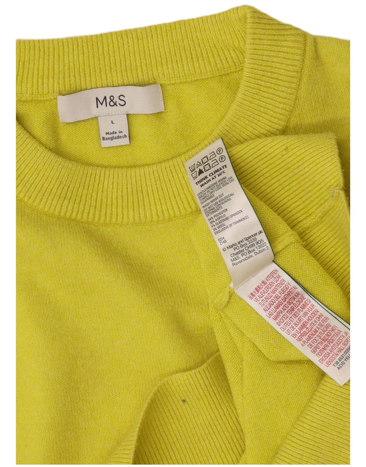 Marks & Spencer Womens Crew Neck Jumper Sweater UK 16 Large Yellow