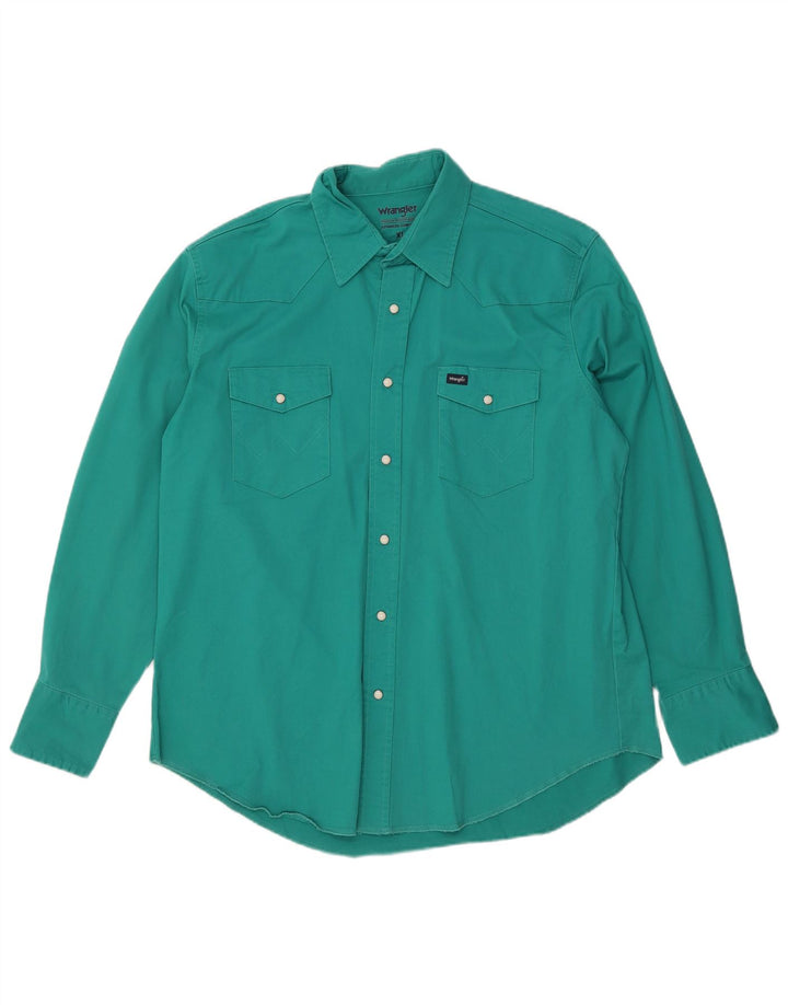 Wrangler Mens Shirt XL Turquoise Cotton