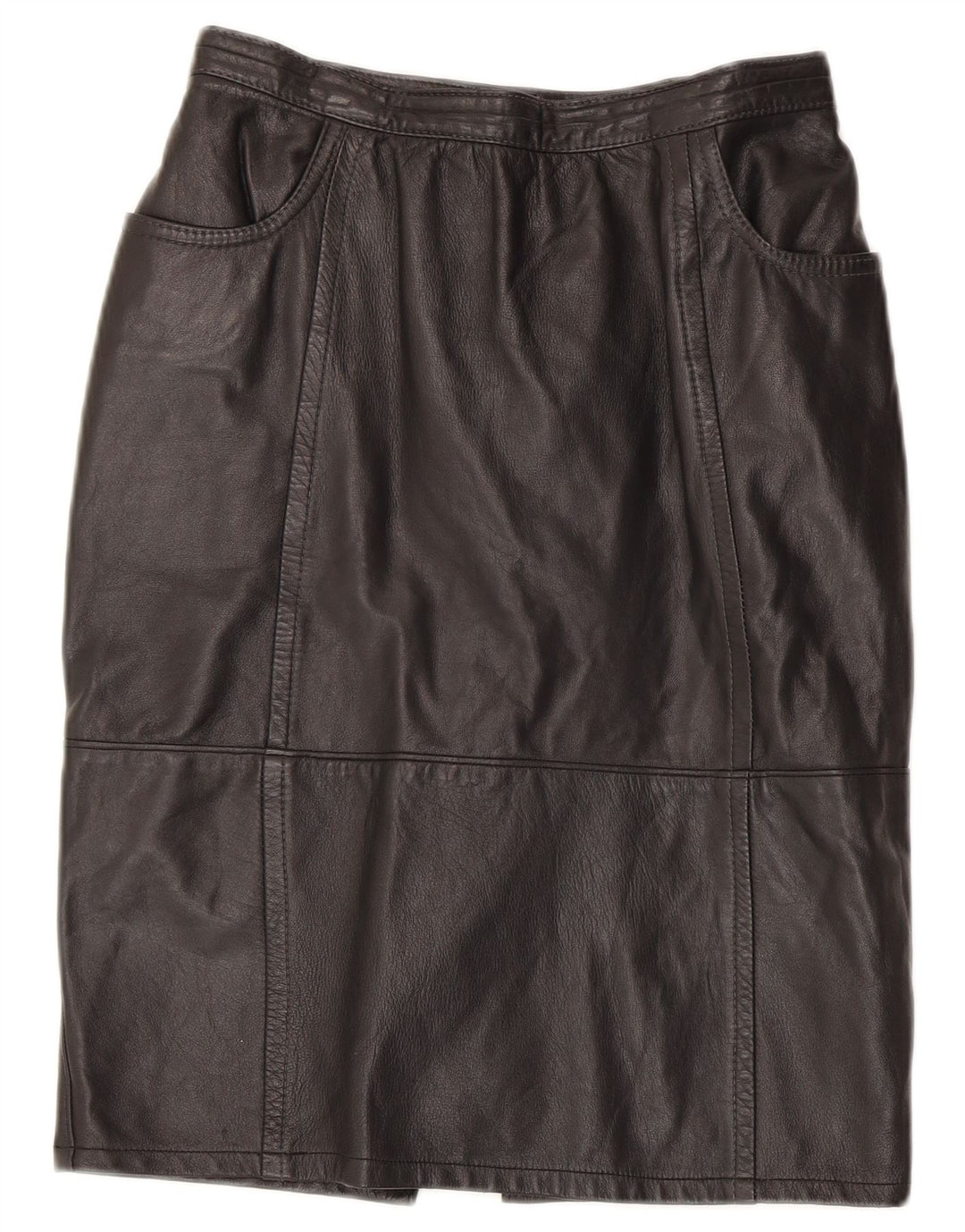 Vintage Womens Leather Skirt W26 Small Black Leather