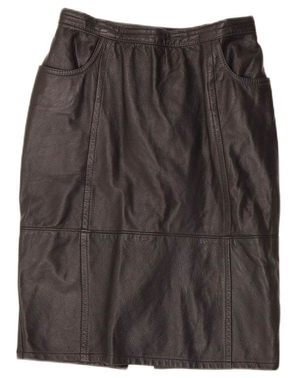 Vintage Womens Leather Skirt W26 Small Black Leather
