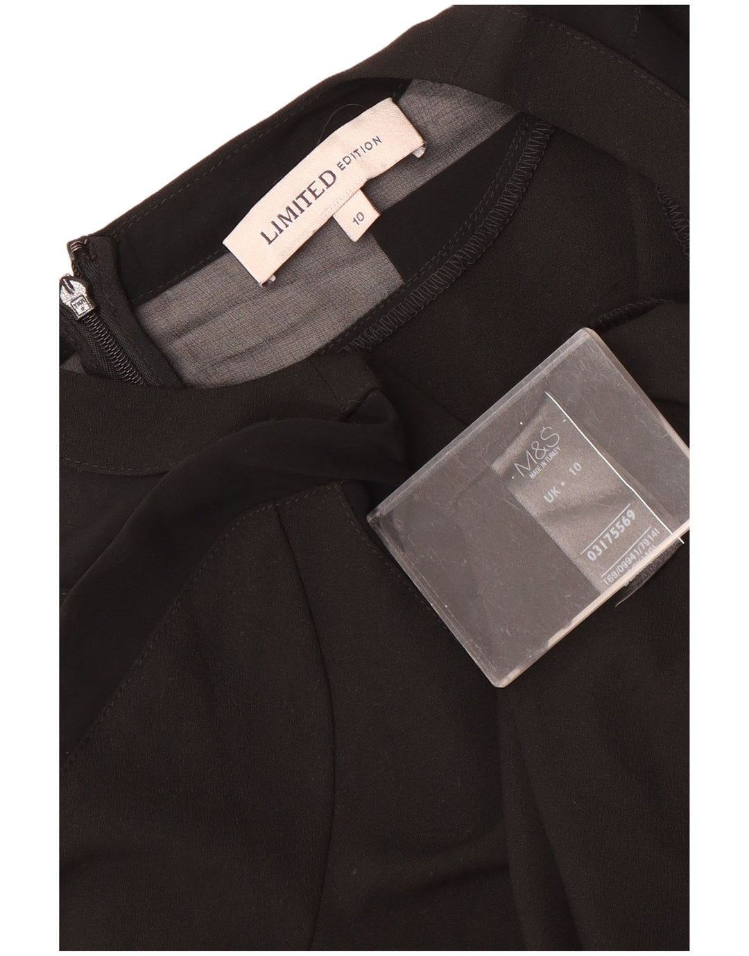 Marks & Spencer Womens 3/4 Sleeve Shift Dress UK 10 Small Black Polyester