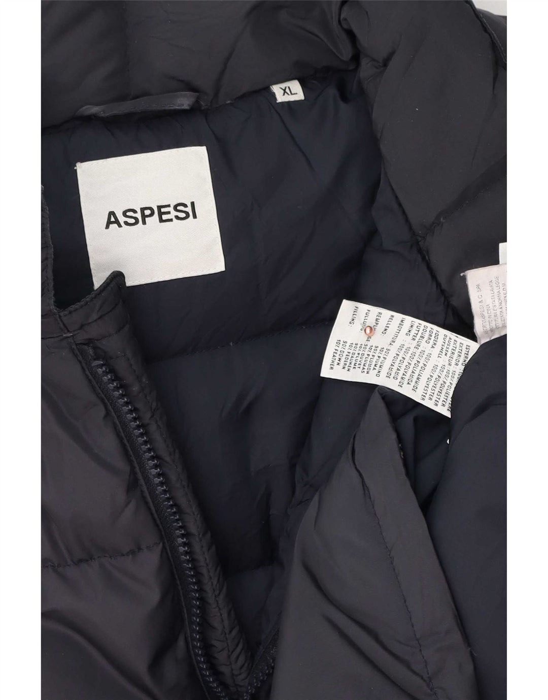 Aspesi Mens Padded Jacket UK 42 XL Navy Blue Polyester