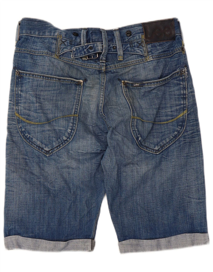Lee Mens Green Cinch Denim Shorts  W29 Small Blue Cotton