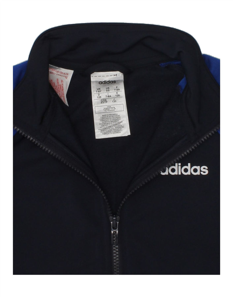 ADIDAS Boys Graphic Tracksuit Top Jacket 7-8 Years Navy Blue Colourblock | Vintage Adidas | Thrift | Second-Hand Adidas | Used Clothing | Messina Hembry 
