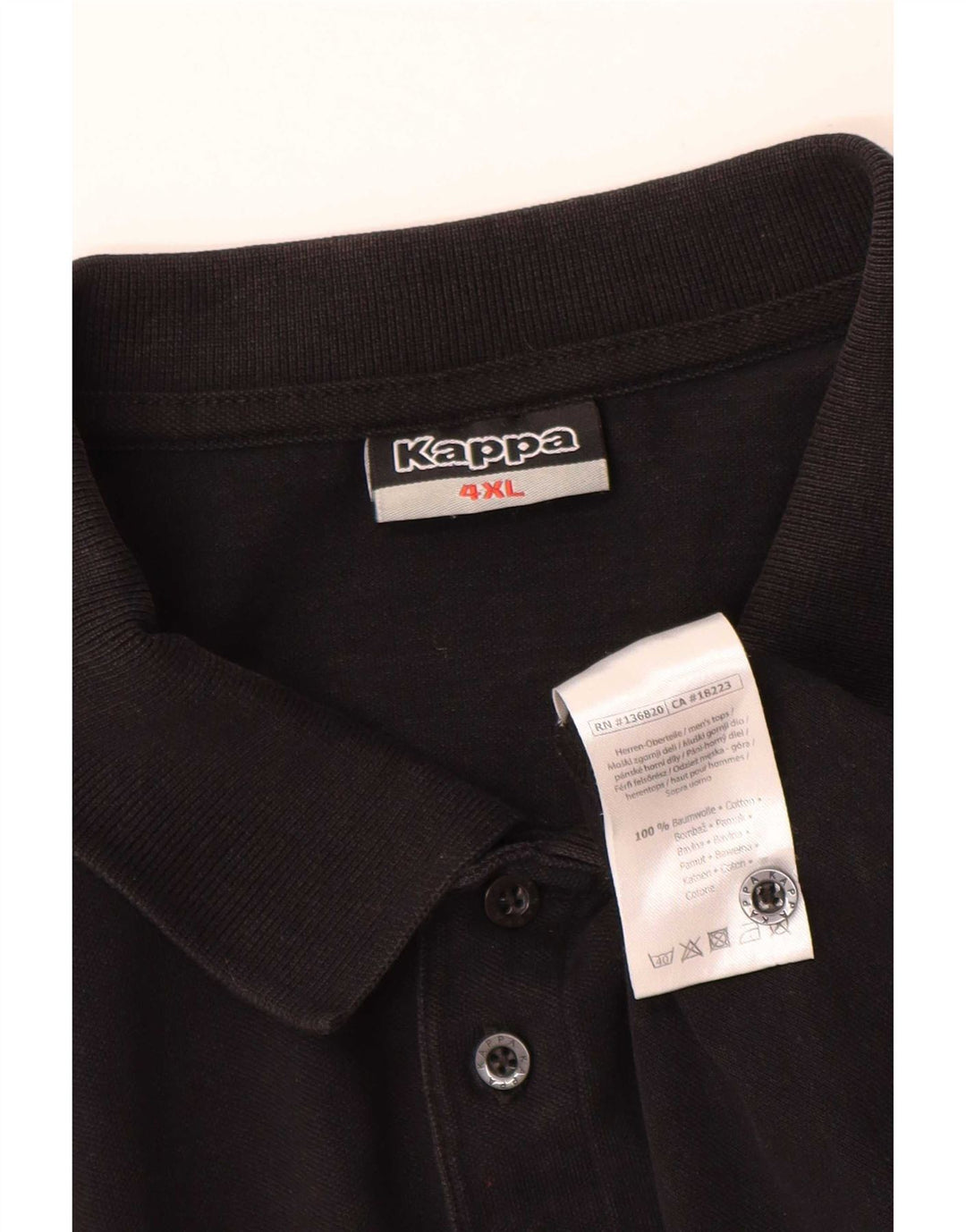 Kappa Mens Polo Shirt 4XL Black Cotton
