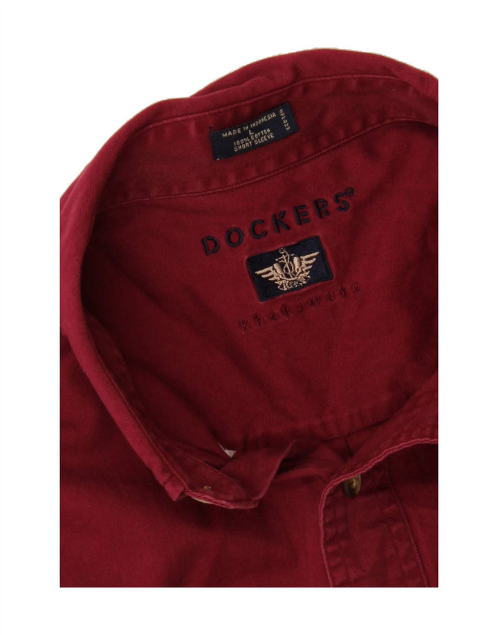 DOCKERS Mens Short Sleeve Shirt Large Red Cotton Vintage Dockers and Second-Hand Dockers from Messina Hembry 